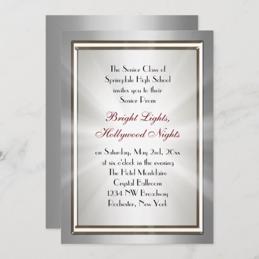 Invitations du bal Silver Star Spotlight (Devant / Derrière)