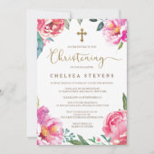 Invitations du baptême | Pies roses (Devant)