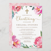 Invitations du baptême | Pies roses (Devant / Derrière)