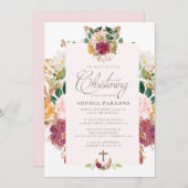 Invitations du baptême | Rose safran (Devant / Derrière)