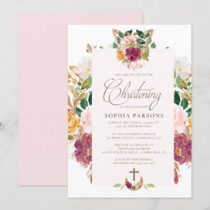 Invitations du baptême Rose safran