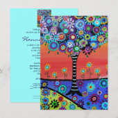 Invitations du bar Bat B'Nai Mitzvah Tree of Life (Devant / Derrière)