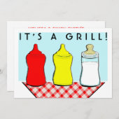 Invitations du barbecue baby shower (Devant / Derrière)