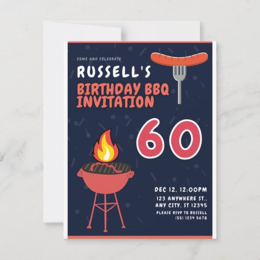 Invitations du barbecue de Russell pour le 60e ann (Devant)