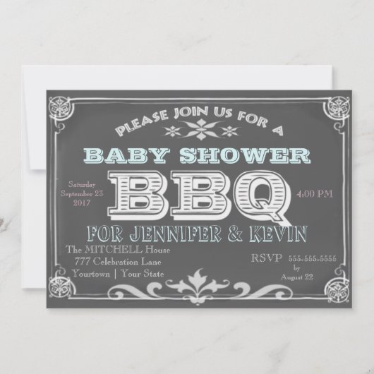Invitations du barbecue du Baby shower du tableau  (Devant)
