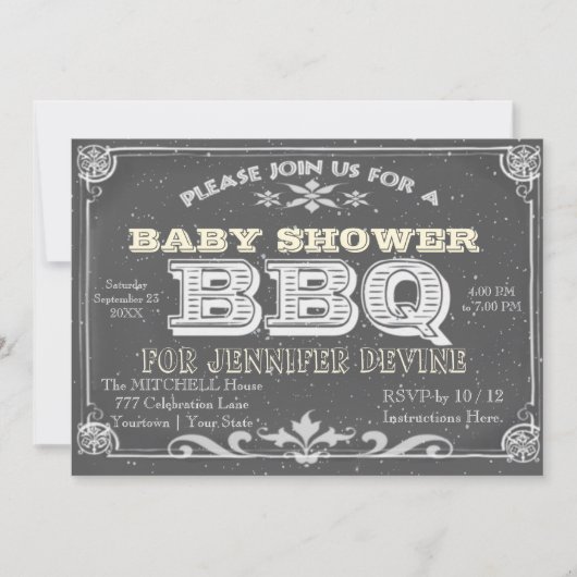 Invitations du barbecue du Baby shower du tableau  (Devant)