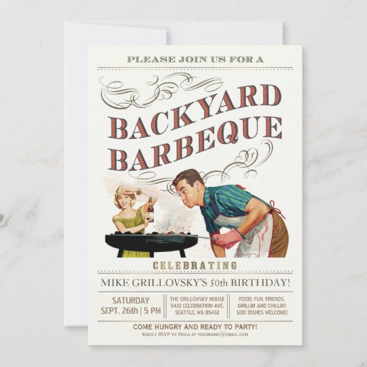 Invitations du barbecue jardin | Vintage classique (Devant)