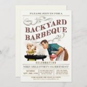Invitations du barbecue jardin | Vintage classique (Devant / Derrière)