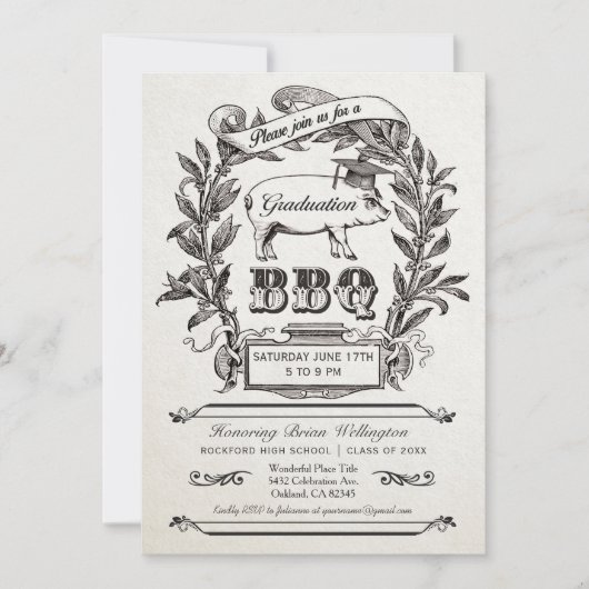 Invitations du barbecue - Vintage suprême (Devant)