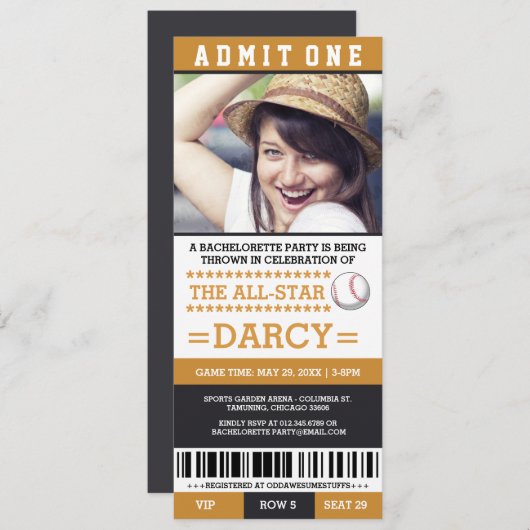 Invitations du Baseball Bachelorette Party (Devant / Derrière)
