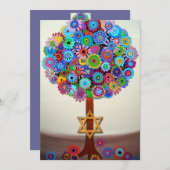 Invitations du Bat mitzvah de l'arborescence des b (Devant / Derrière)