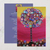 Invitations du Bat mitzvah de l'arborescence des b (Devant / Derrière)