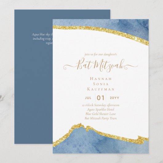 Invitations du BAT MITZVAH de Parties scintillant (Devant / Derrière)