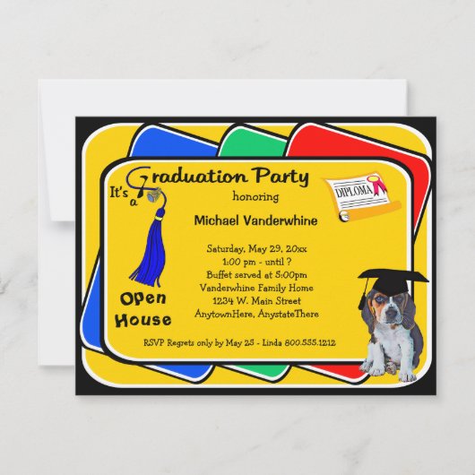 Invitations du Beagle Puppy Blue Graduler Party (Devant)