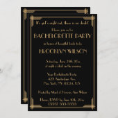 Invitations du Black Gatsby Art Déco Bachelorette  (Devant / Derrière)