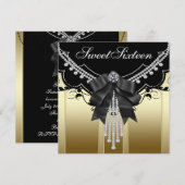 Invitations du Black Gold Sweet sixteen Party (Devant / Derrière)