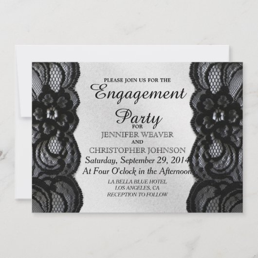 Invitations du Black Lace and Satin Engagement Par (Devant)
