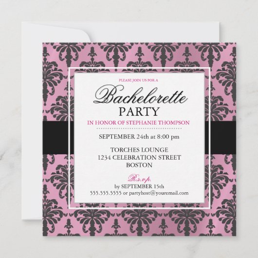 Invitations du Black Lace Bachelorette Party Hot P (Devant)