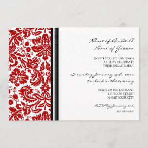 Invitations du Black Red Motif Engagement Party
