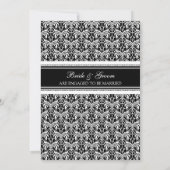 Invitations du Black White Damask Engagement Party (Dos)