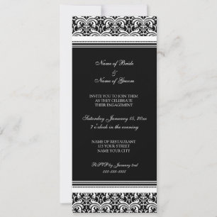Invitations du Black White Damask Engagement Party