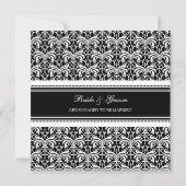 Invitations du Black White Damask Engagement Party (Dos)