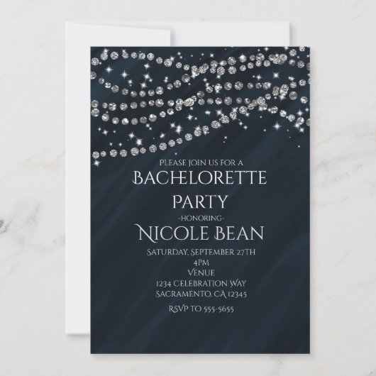 Invitations du Blue & Diamond Glamor Sparkle Party (Devant)