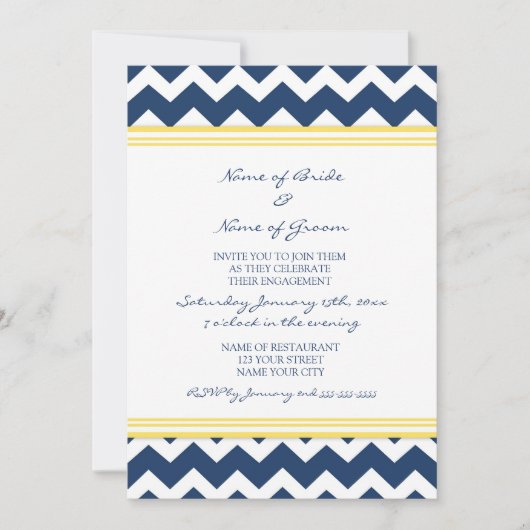 Invitations du Blue Lemon Chevron Engagement Party (Devant)