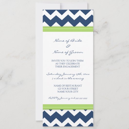 Invitations du Blue Lime Chevron Engagement Party (Devant)