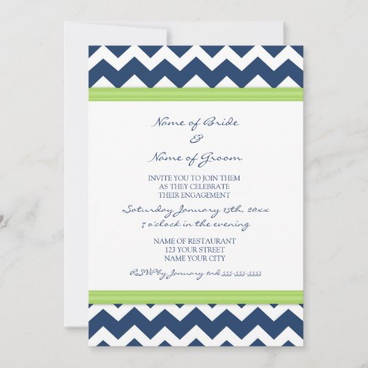 Invitations du Blue Lime Chevron Engagement Party (Devant)