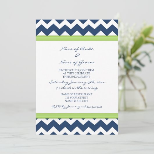 Invitations du Blue Lime Chevron Engagement Party (Debout devant)