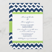 Invitations du Blue Lime Chevron Engagement Party (Devant / Derrière)