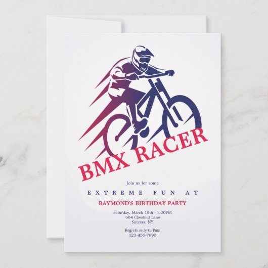 Invitations du BMX Racer Party (Devant)