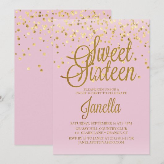 Invitations du bonbon 16 (Devant / Derrière)