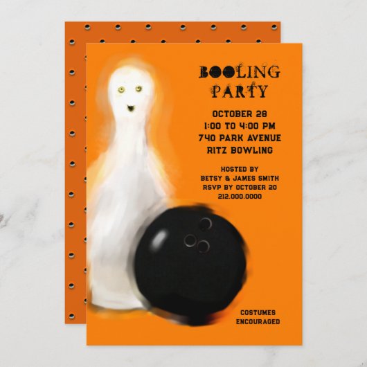 Invitations du Bowling Halloween (Devant / Derrière)