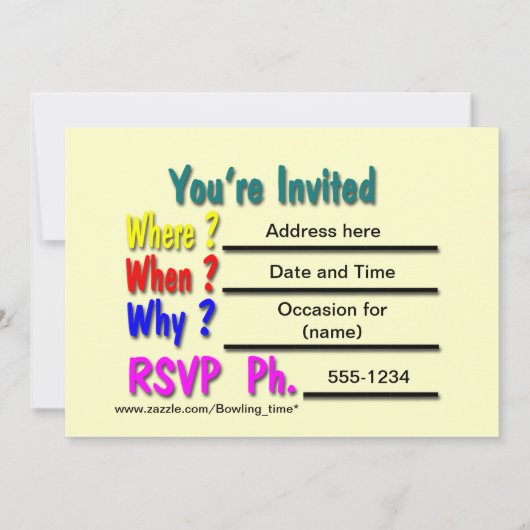 Invitations du Bowling Party (Dos)