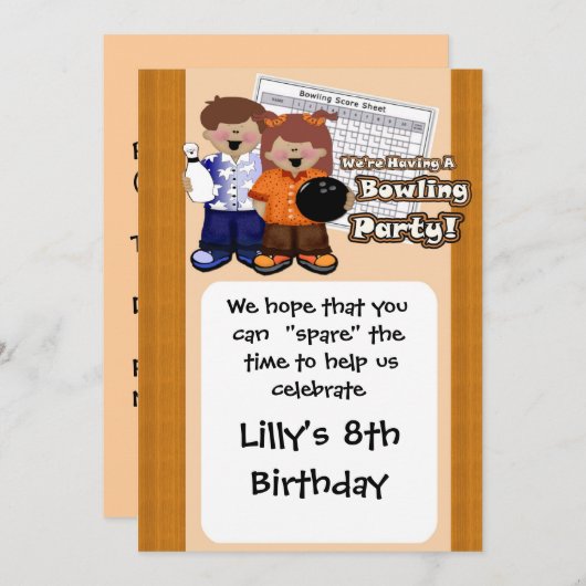 Invitations du Bowling Party (Devant / Derrière)