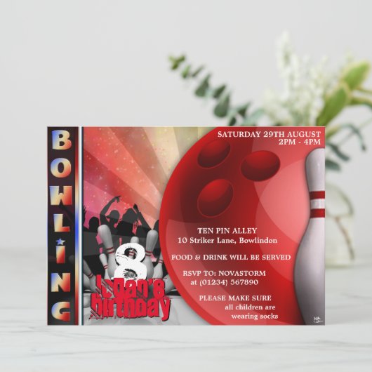 Invitations du Boys Bowling Party (Debout devant)