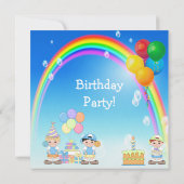 Invitations du Boy's Rainbow & Cake Birthday Party (Dos)