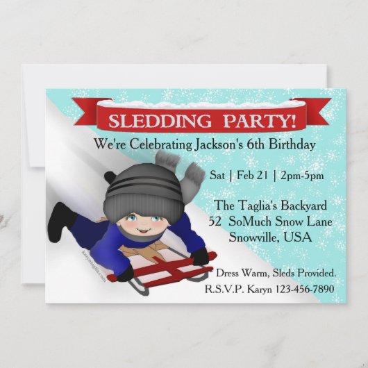 Invitations du Boy's Sledding Party (Devant)