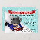 Invitations du Boy's Sledding Party (Devant / Derrière)