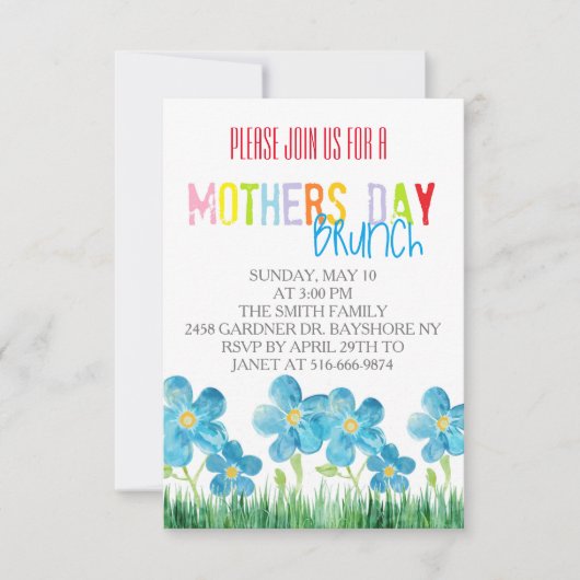 invitations du brunch de la journée des mères d'aq (Devant)