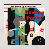 Invitations du Brunette Boy Bowling Party (Devant / Derrière)