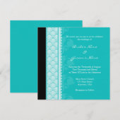 Invitations du carré Turquoise Mariage damassé (Devant / Derrière)