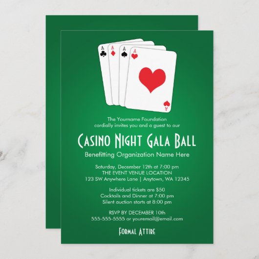 Invitations du Casino Night Gala (Devant / Derrière)