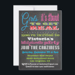 Invitations du Chalkboard Bachelorette Party<br><div class="desc">Les filles, c'est sur le point de devenir vraies ! Pour que la mariée soit et ses petites amies qui veulent avoir une nuit folle et folle sur la ville, cette invitation bachelorette en tableau noir crie FÊTE ! Typographie colorée et facile à éditer avec beaucoup de place sur le...</div>