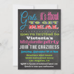 Invitations du Chalkboard Bachelorette Party<br><div class="desc">Les filles, ça va devenir réel ! Pour que la mariée soit et ses copines qui veulent avoir une nuit folle et folle dans la ville, cette invitation bachelorette en damier bachelorette de soirée hurle FÊTE ! Typographie colorée et facile à éditer avec beaucoup de place sur le dos pour...</div>