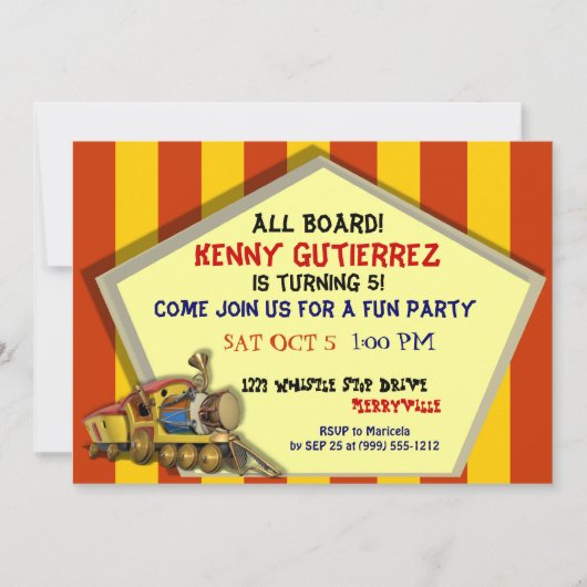 Invitations du Choo Choo Train Custom Kids Party (Devant)