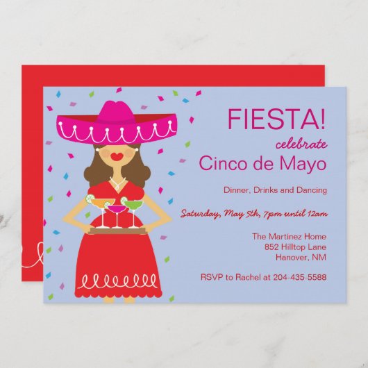 Invitations du Cinco de Mayo (Devant / Derrière)
