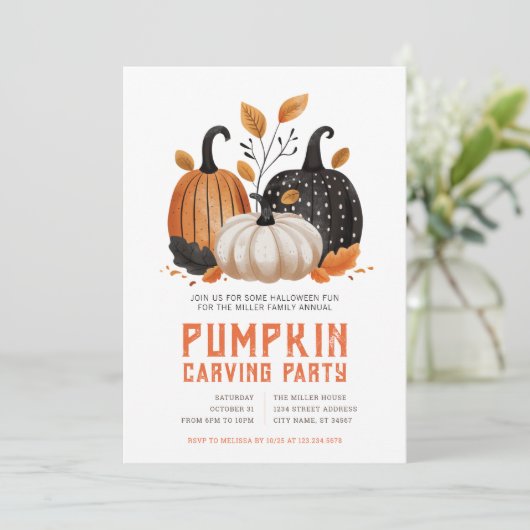 Invitations du Citrouille de sculpture d'Halloween (Debout devant)